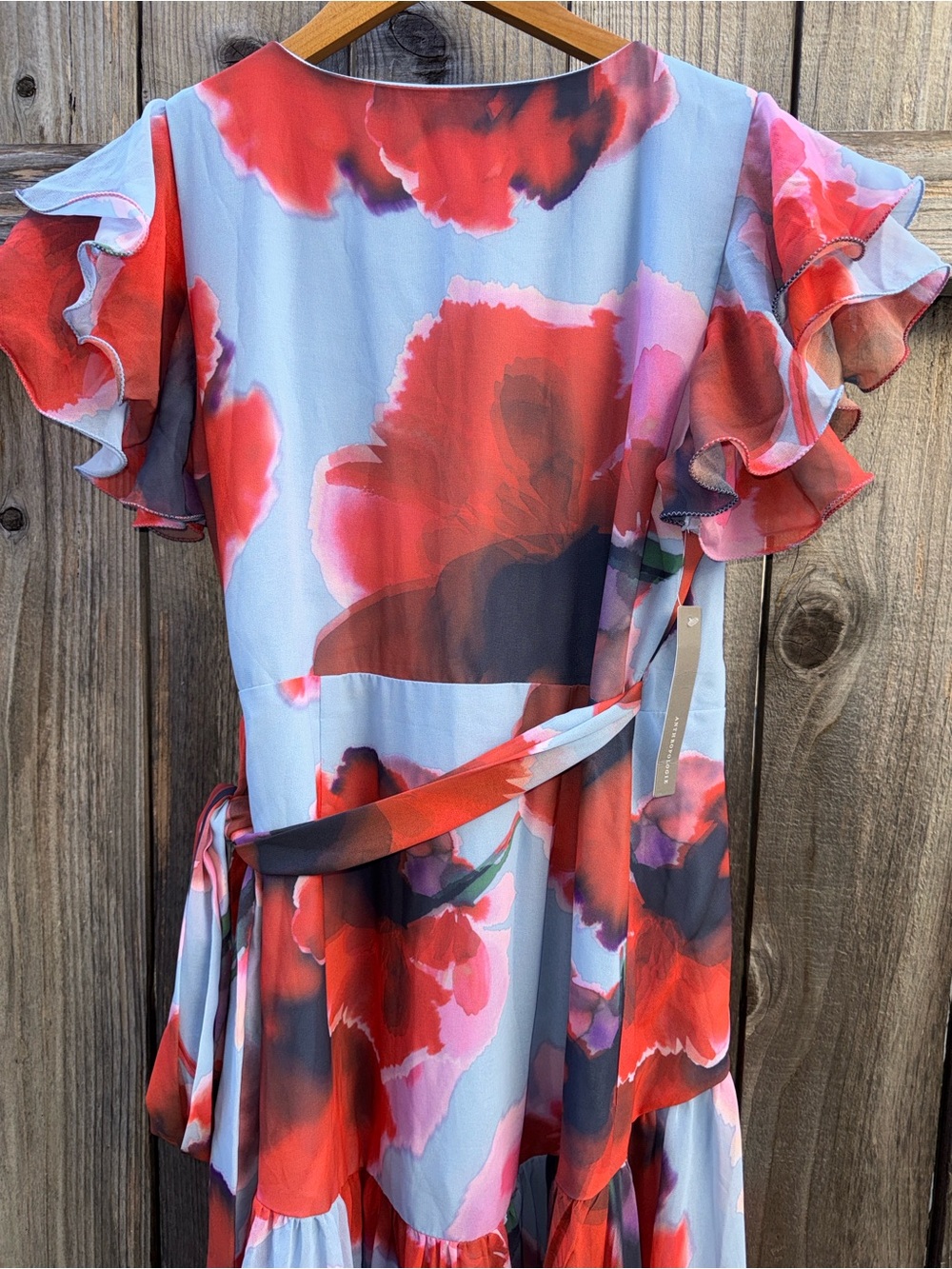 Hutch Anthropologie Zola Flutter-Sleeve Wrap Maxi Dress Size MP - Picture 11 of 13